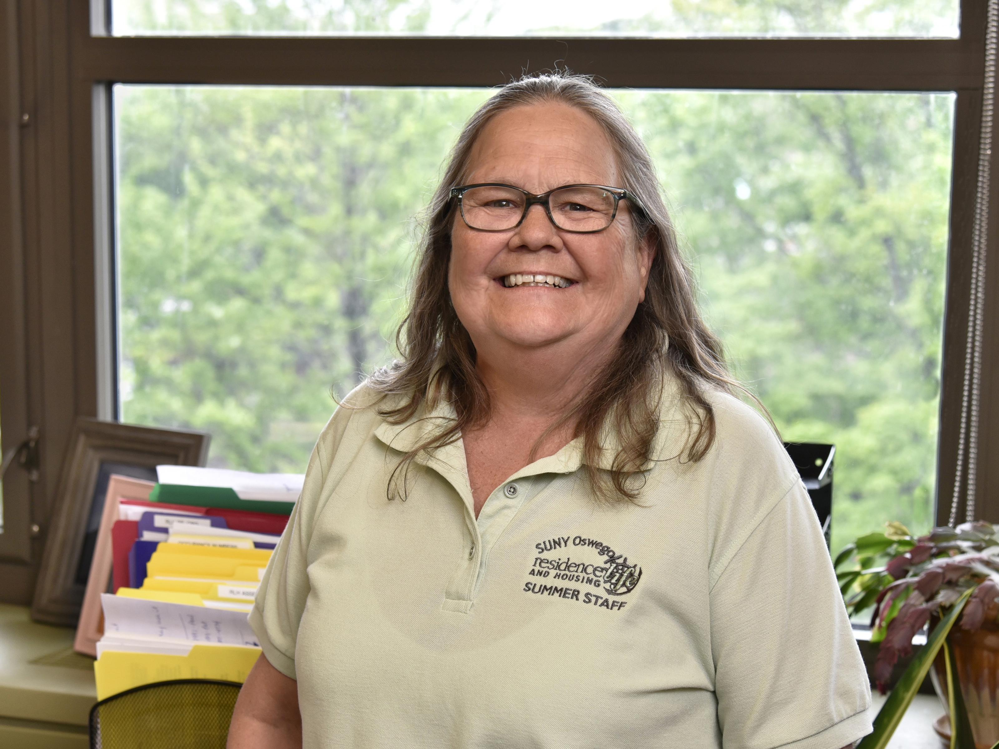 Mary Craw, an office assistant in Residence Life and Housing, earned the 2022 Chancellor’s Award for Excellence in Classified Service, recognizing four decades of service consistently putting students first.