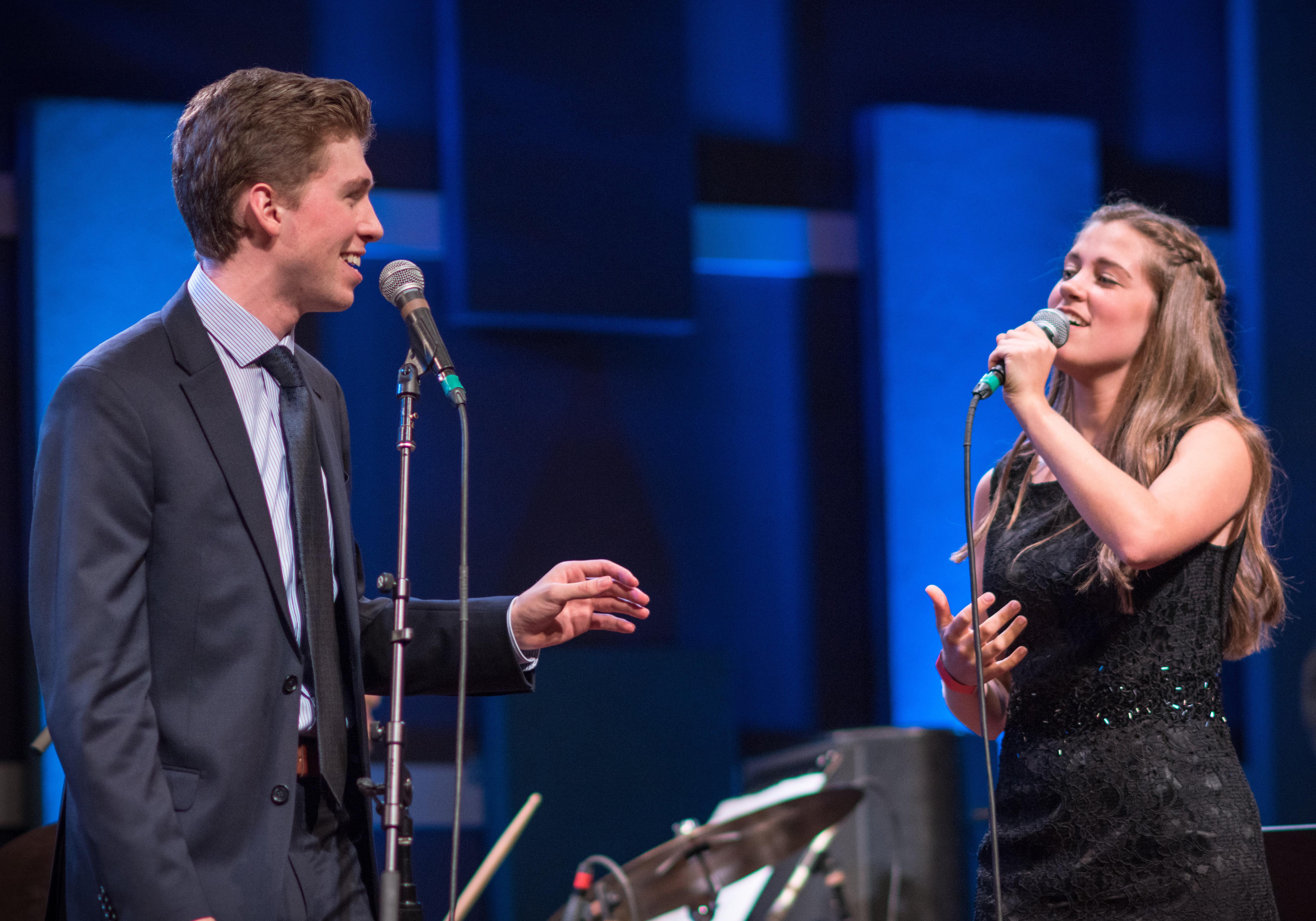 Nick Ziobro and Julia Goodwin performing favorite traditional American songs