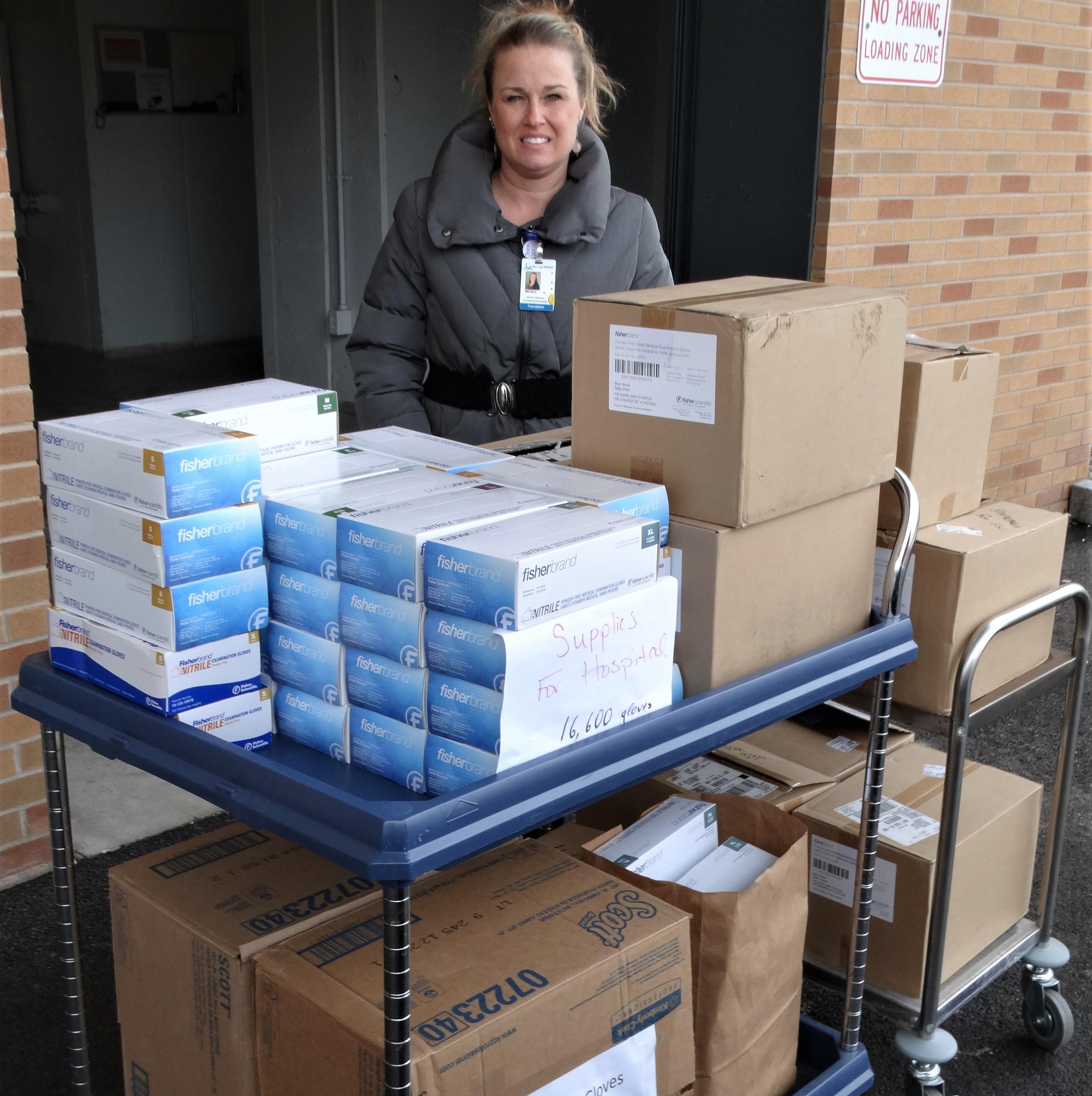 Oswego Health picks up 16,600 donated gloves for health-care heroes