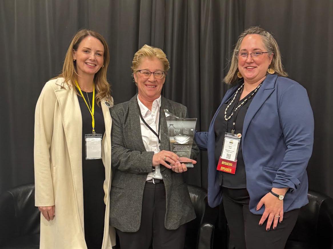 Adjunct professor Diane Oldenburg of the Health Promotion and Wellness Department was recently honored with the Hermann M. Biggs Memorial Medal and Certificate, a prestigious lifetime achievement award from the New York State Public Health Association
