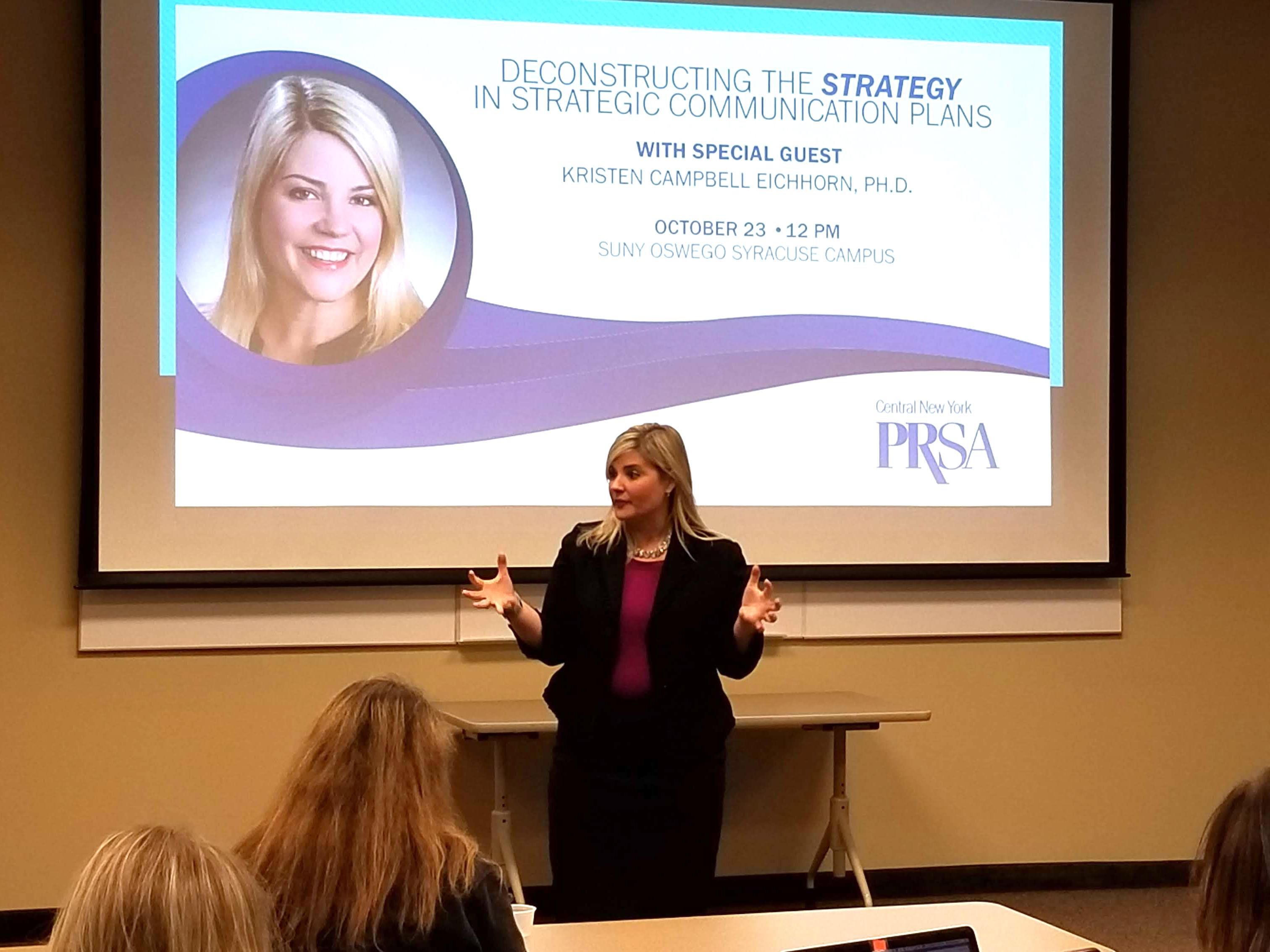 Graduate Dean Kristen Eichhorn presents to local chapter of Public Relations Society of America