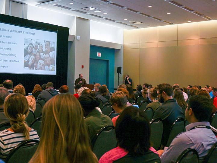 Tim Nekritz speaks to a full room at HighEdWeb 2017