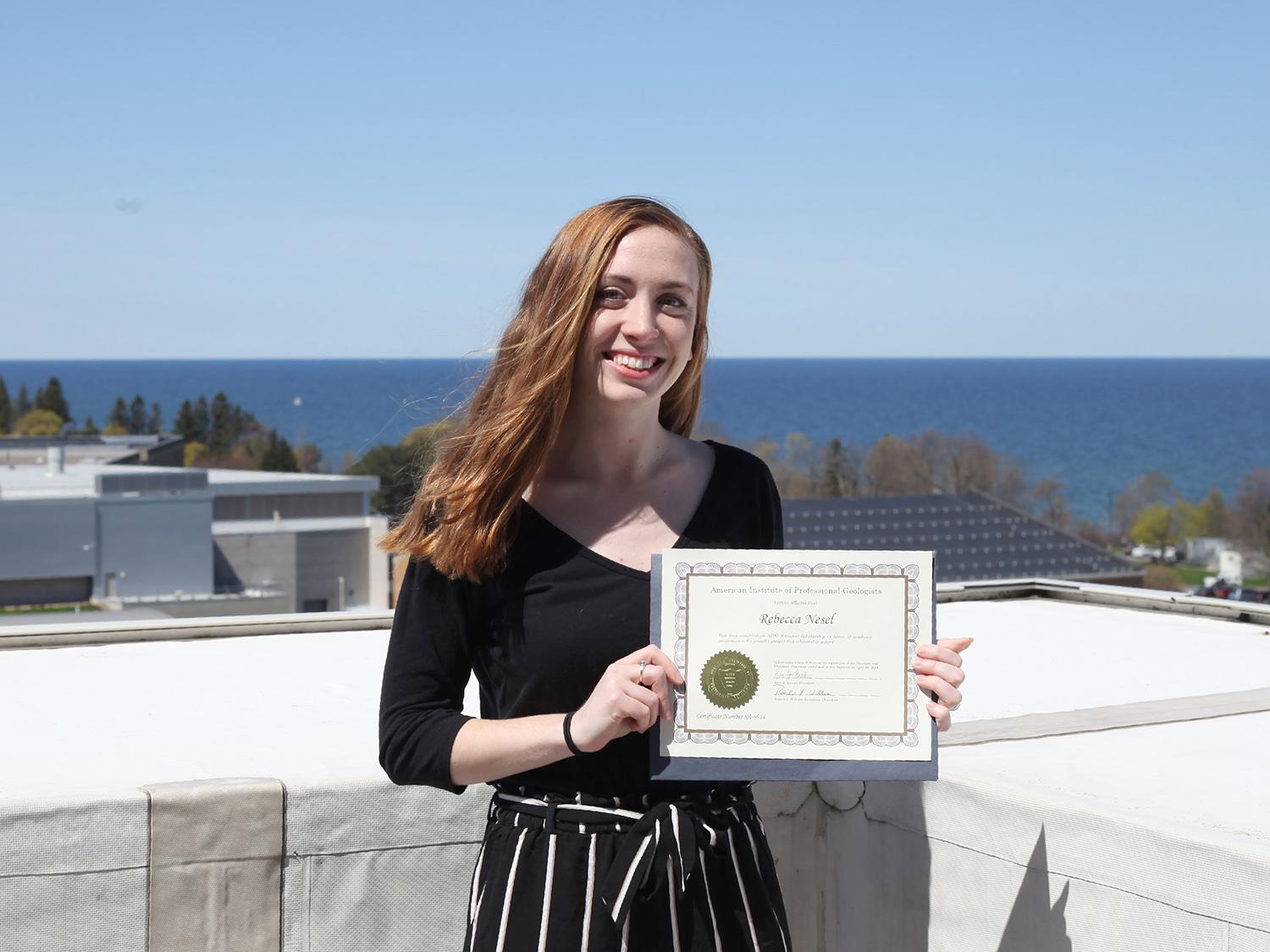 Rebecca Nesel received a National Student Scholarship from the American Institute of Professional Geologists
