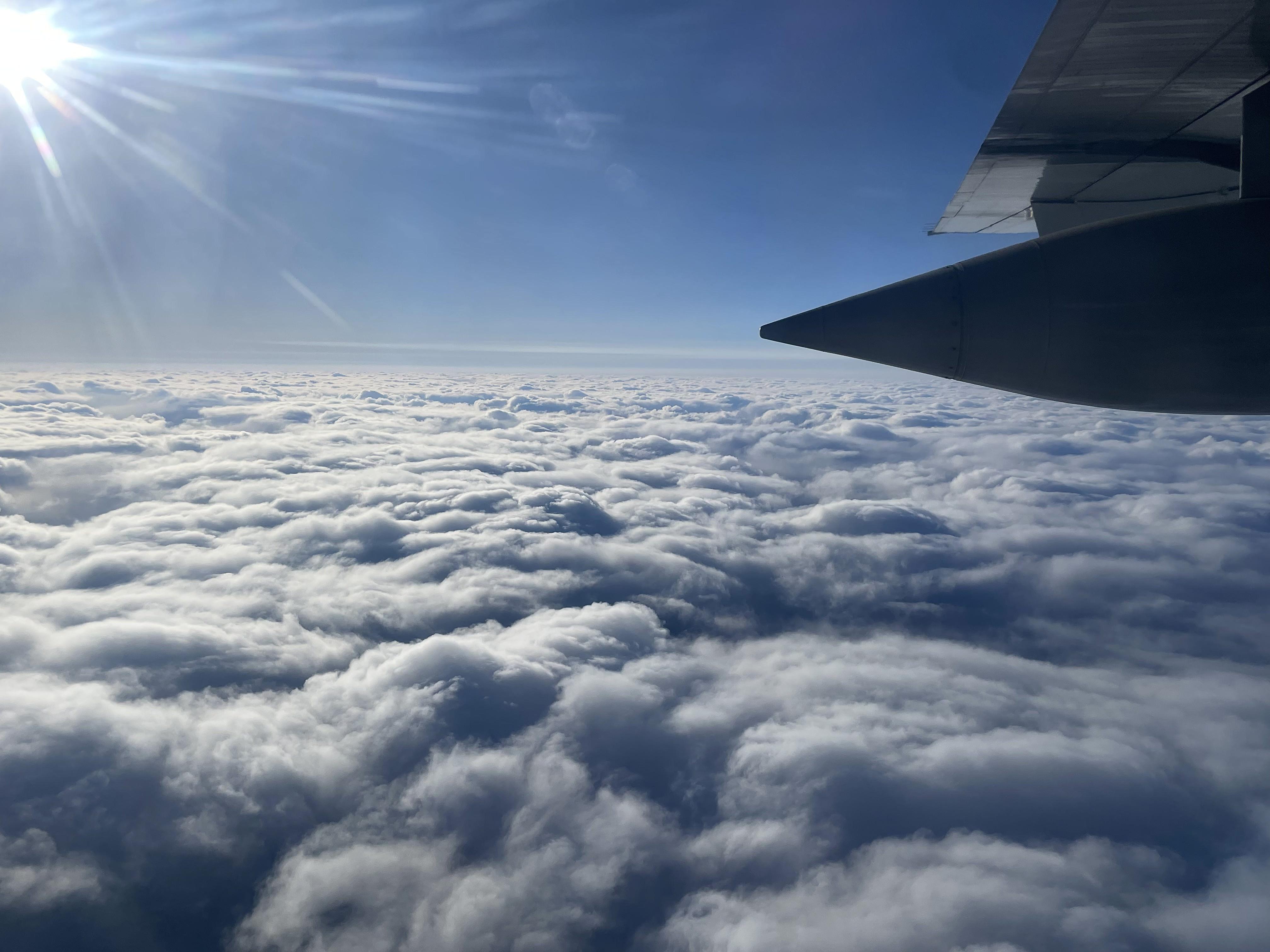 View of the clouds outside of the NCAR C-130 aircraft.