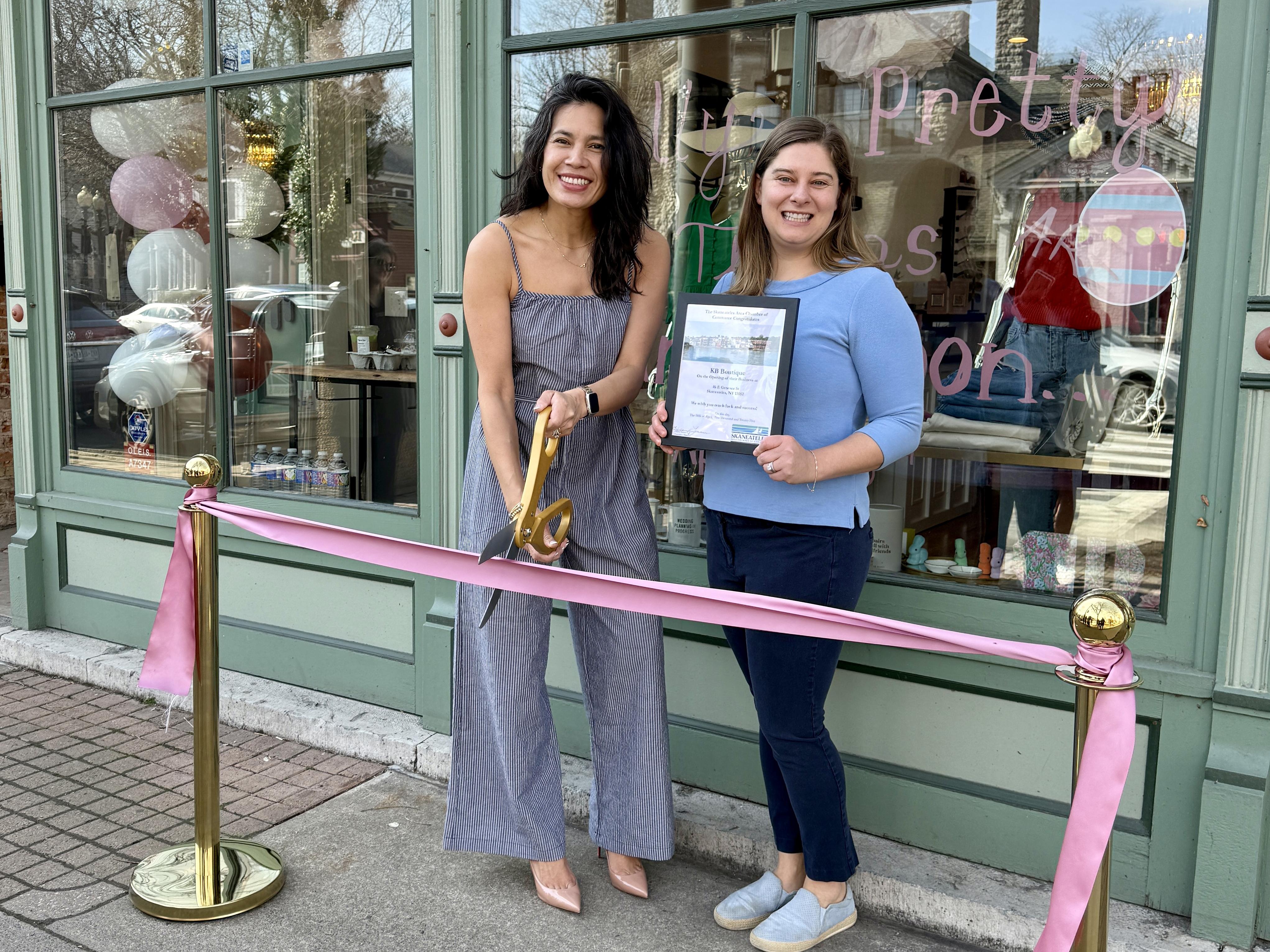 SUNY Oswego graduate Cara Hill Kaczor (left) is the owner and manager of KB Boutiques in Marcellus and Skaneateles.