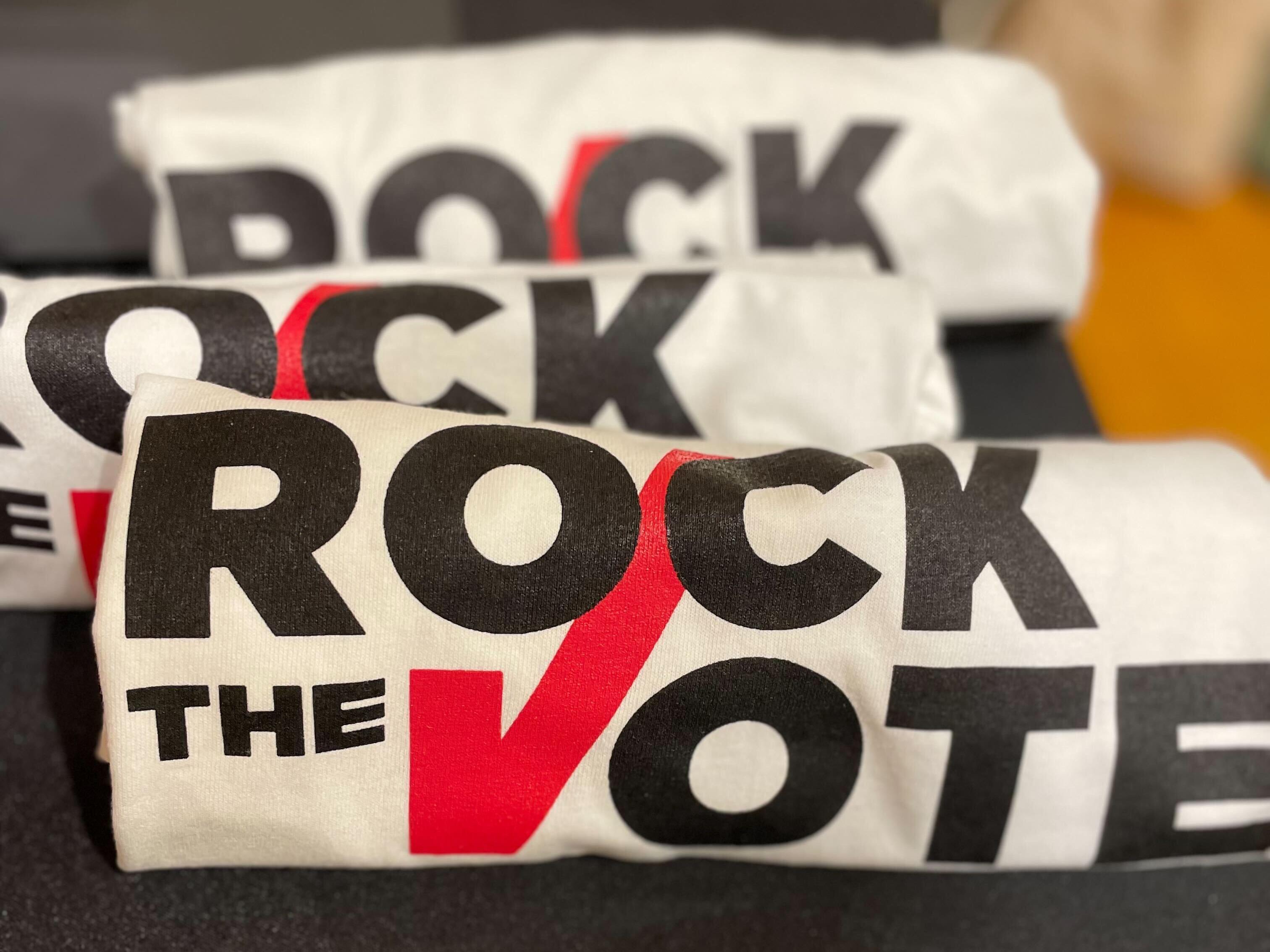 Rolled up Rock the Vote T-shirts