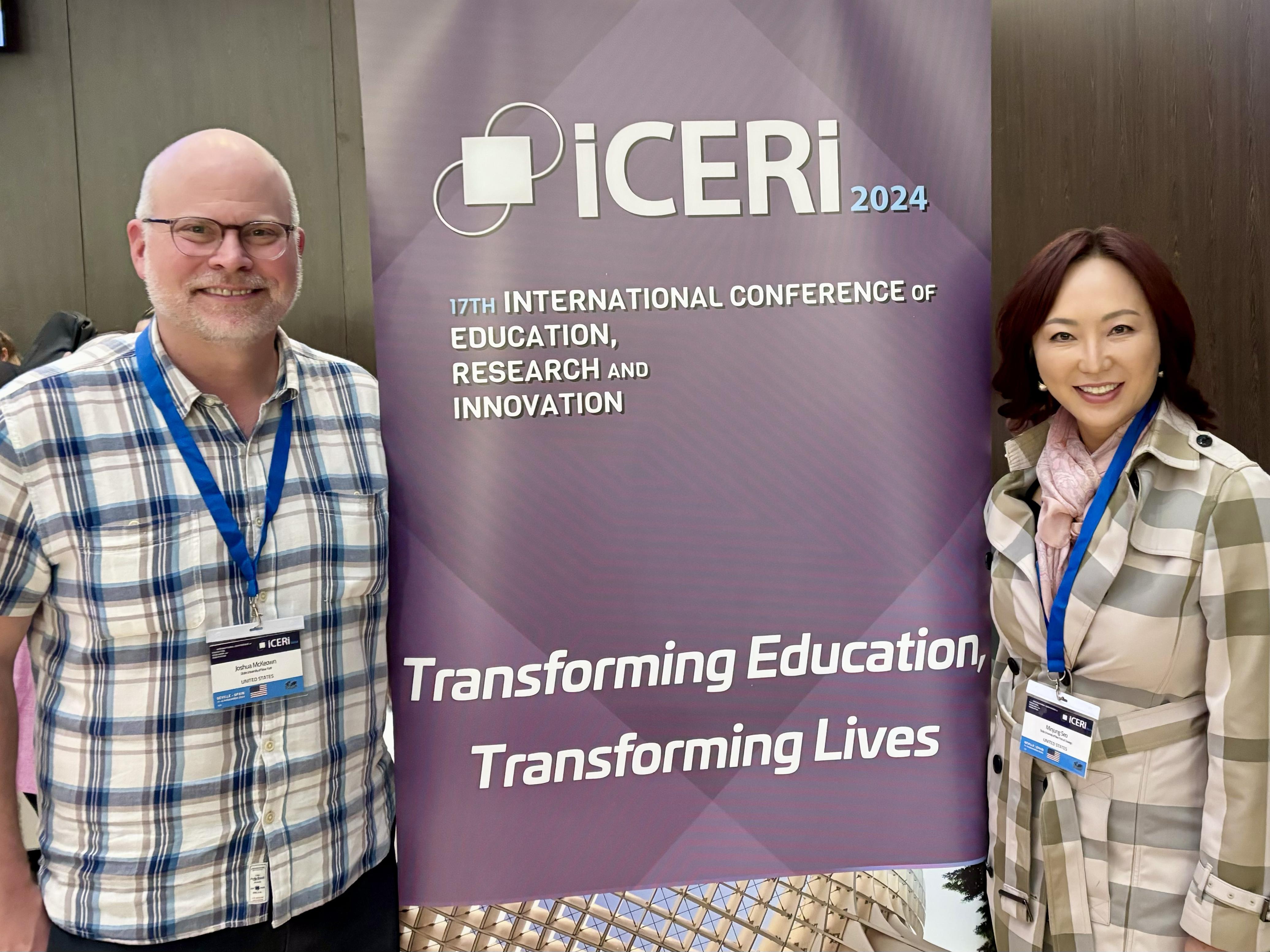 Health promotion and wellness faculty member Minjung Seo (right) with Joshua McKeown, associate provost for international education