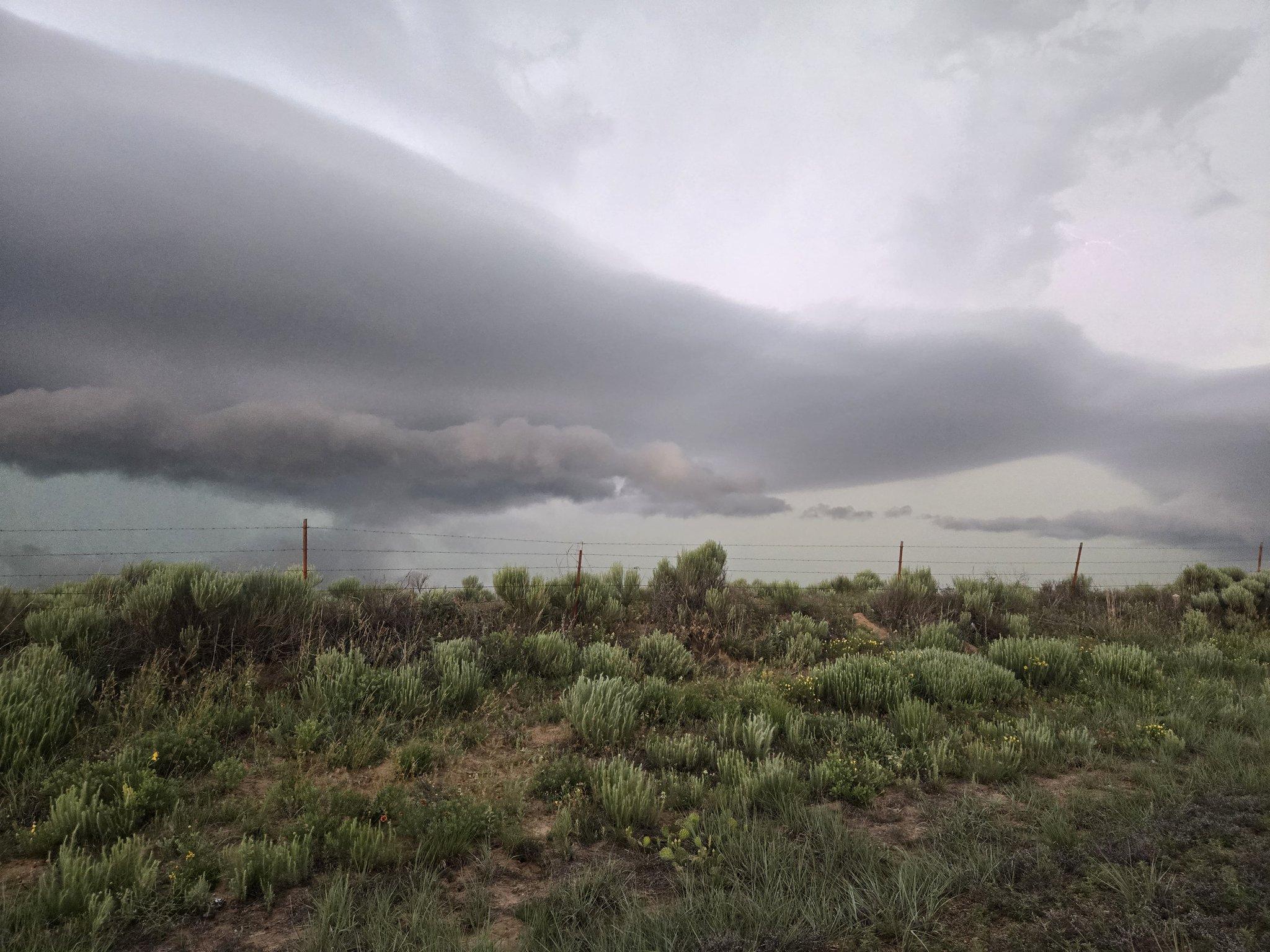 SUNY Oswego’s storm-chasing class photographed this large shelf cloud near Laverne, Oklahoma, on May 28.