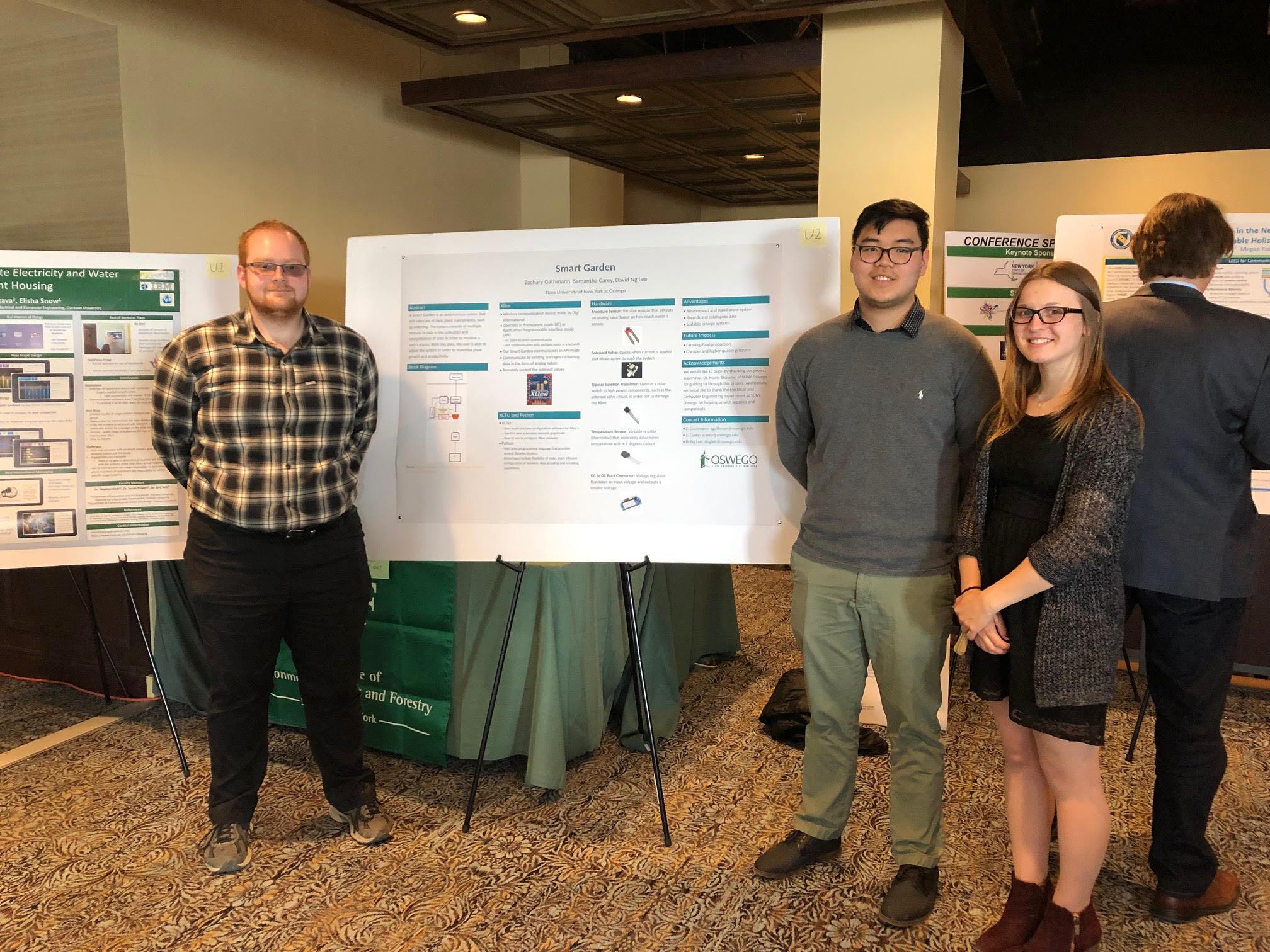 Student who created Smart Garden giving poster presentation