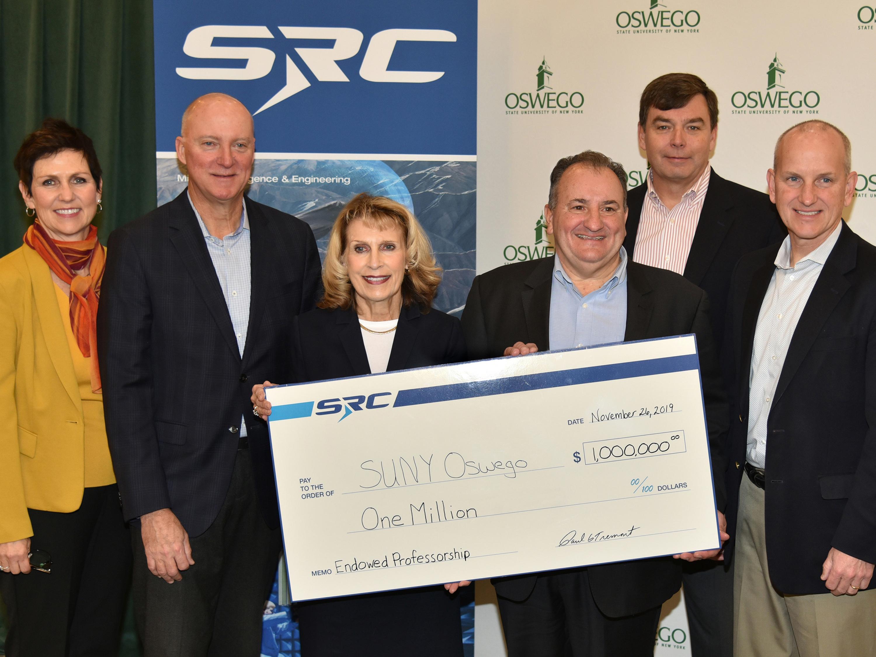 SRC Inc. presents a $1 million gift to SUNY Oswego to establish an endowed professorship in engineering