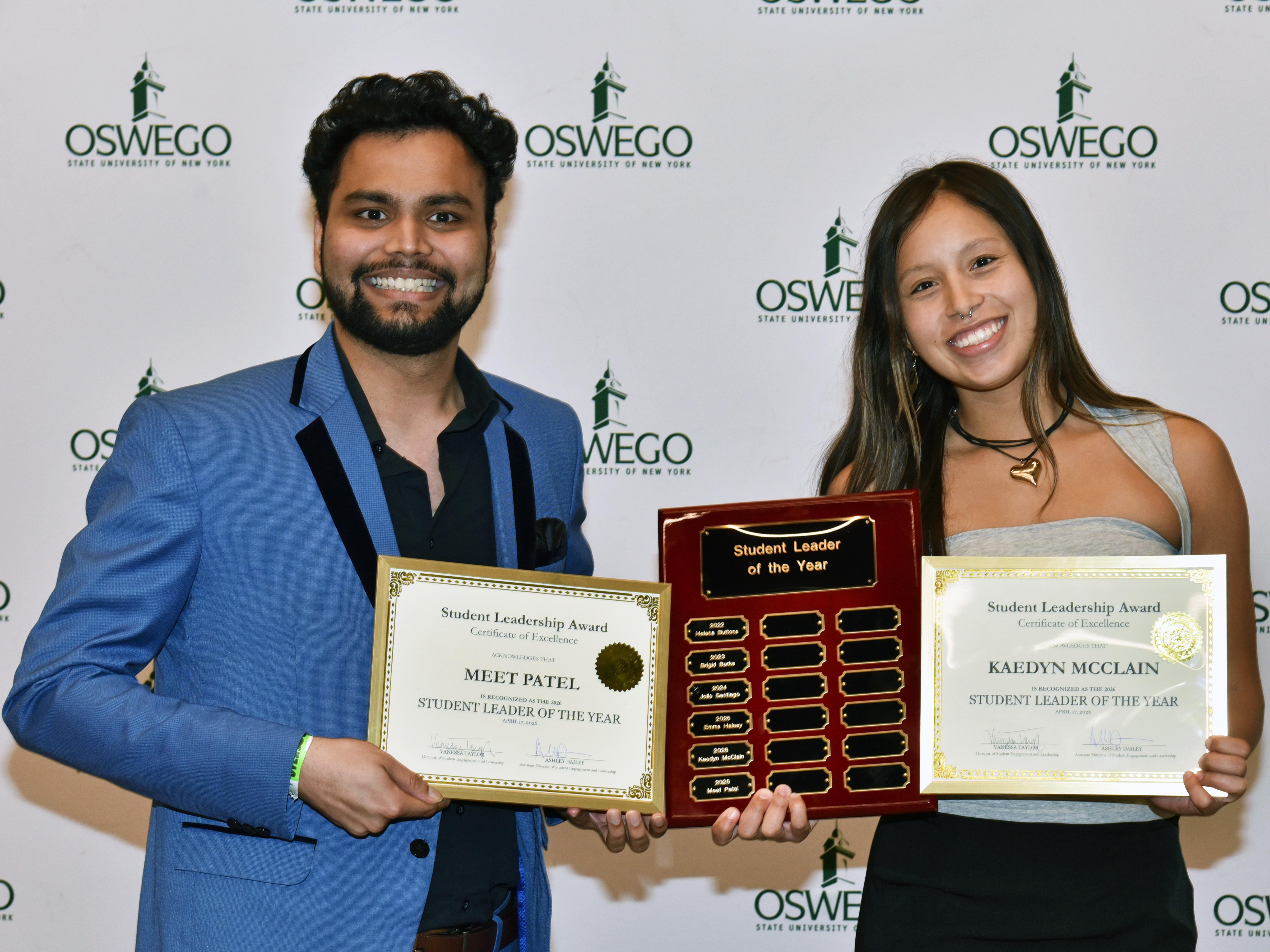 Meet Patel and Kaedyn McClain were named the Student Leaders of the Year at this year's Student Leadership Ceremony.