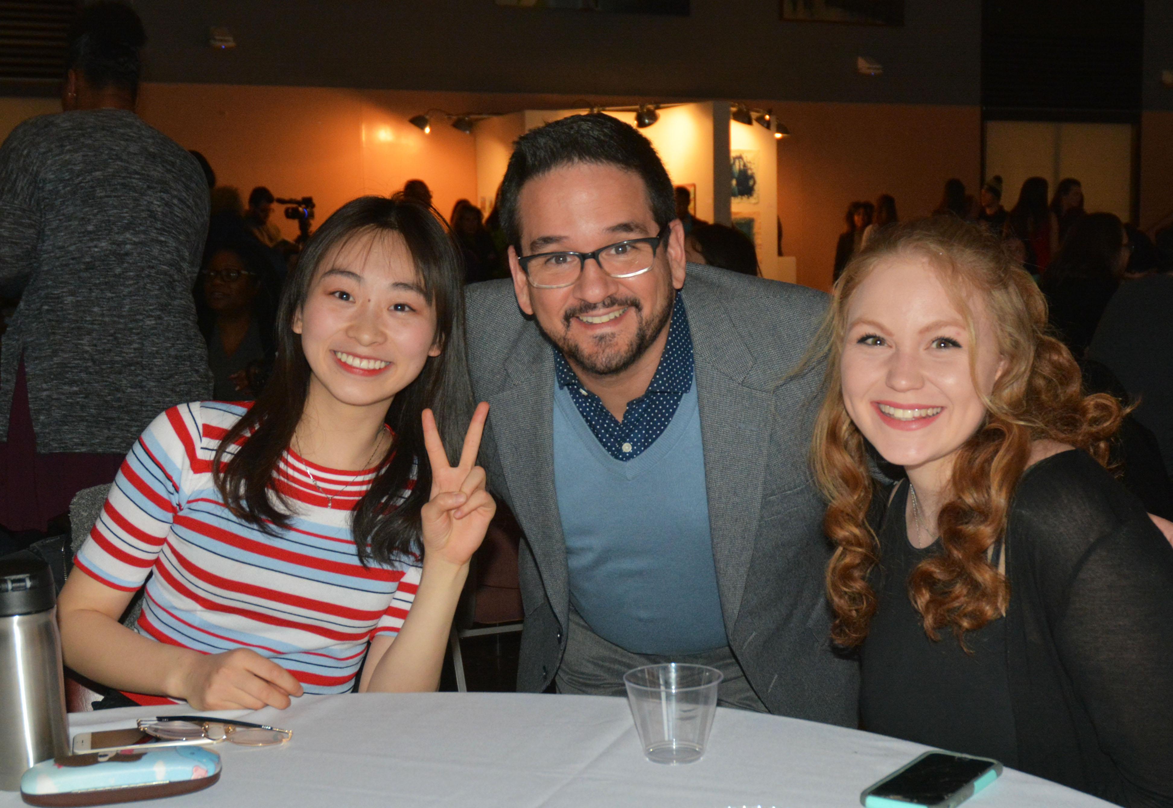 Professor Francisco Suarez (center) with students who participated in the Diversity in the Arts project