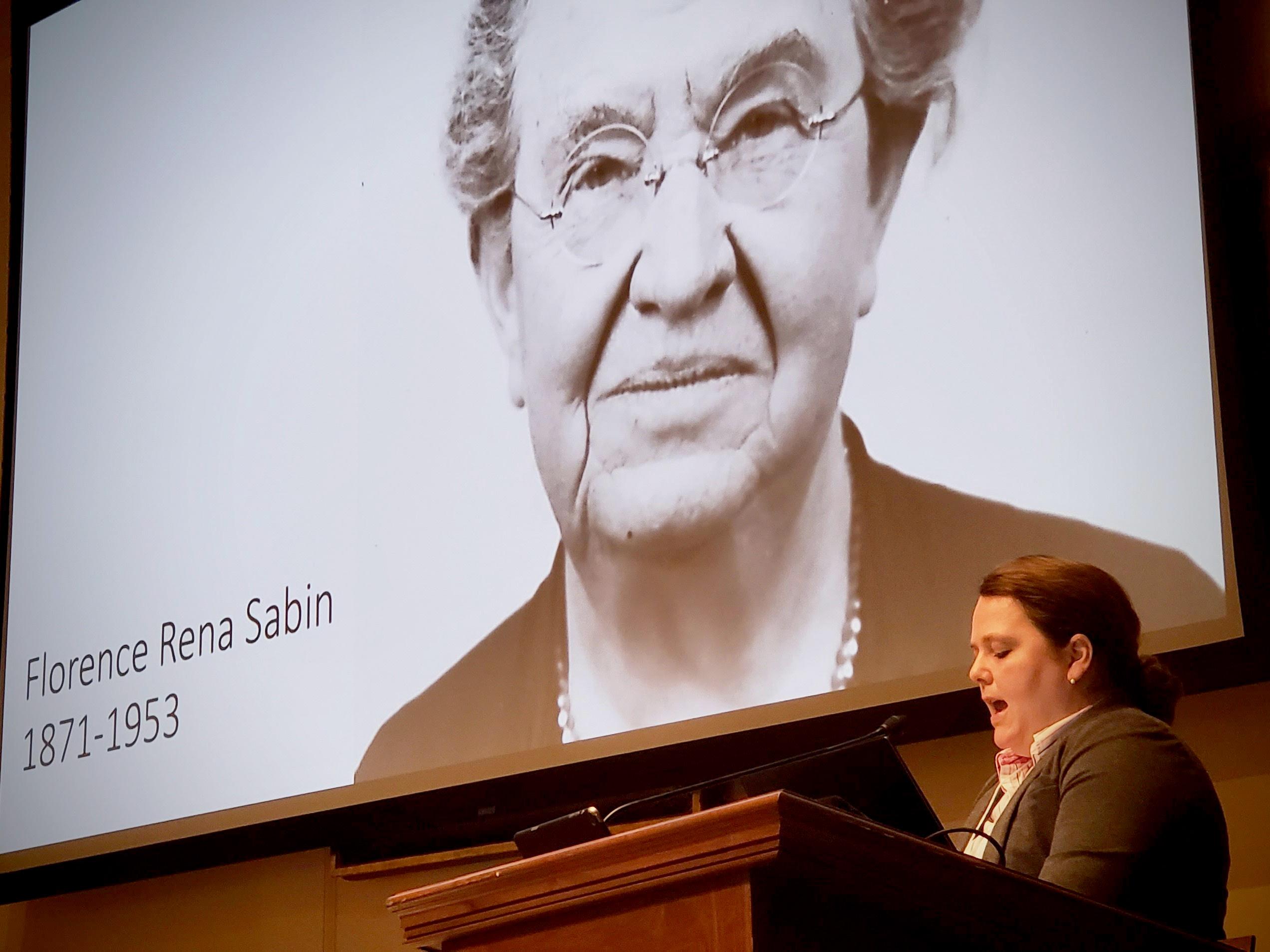 Communication studies faculty member Serenity Sutherland discusses her “Visualizing Women in Science” at the conference of the American Philosophical Society.