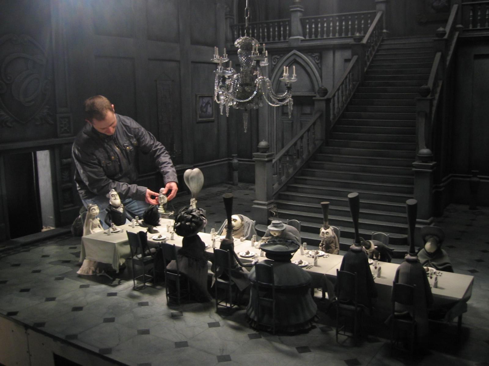 Animator Tim Allen works on the set of the film Corpse Bride