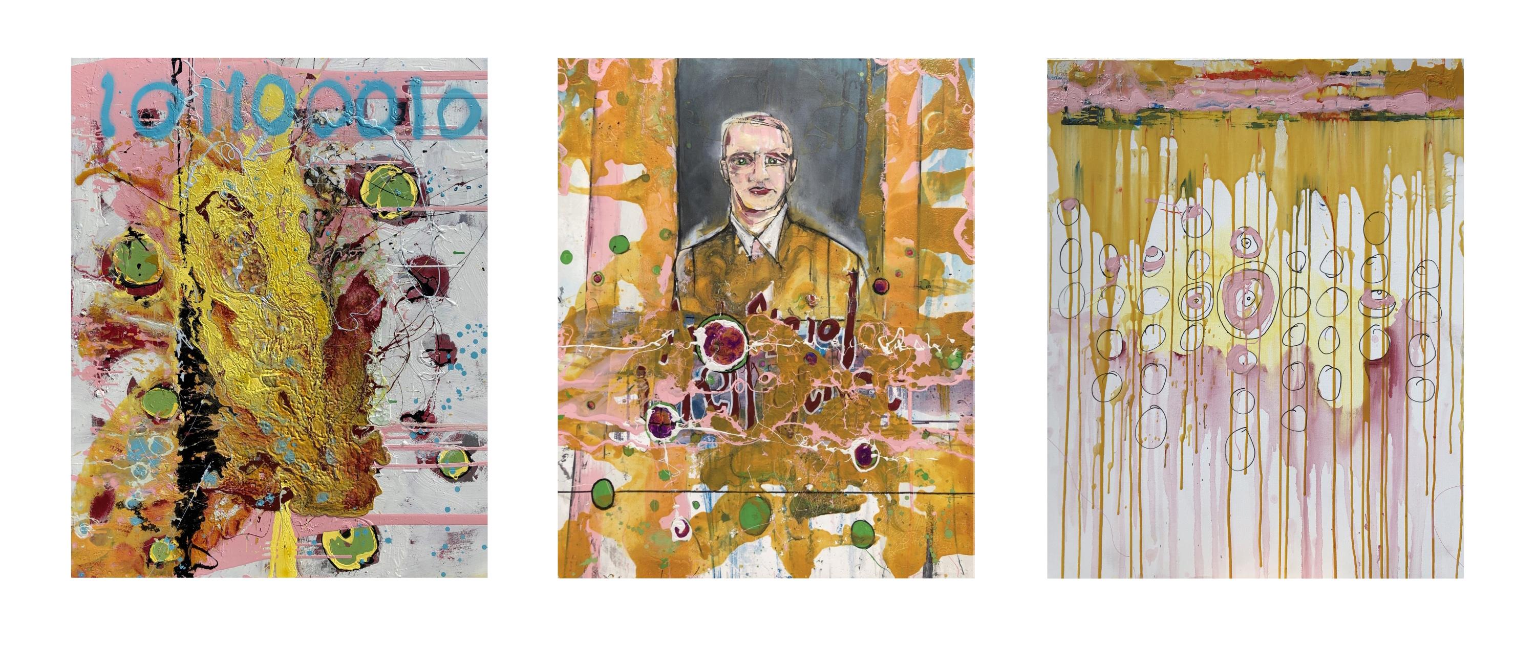 Triptych of paintings related to cybersecurity