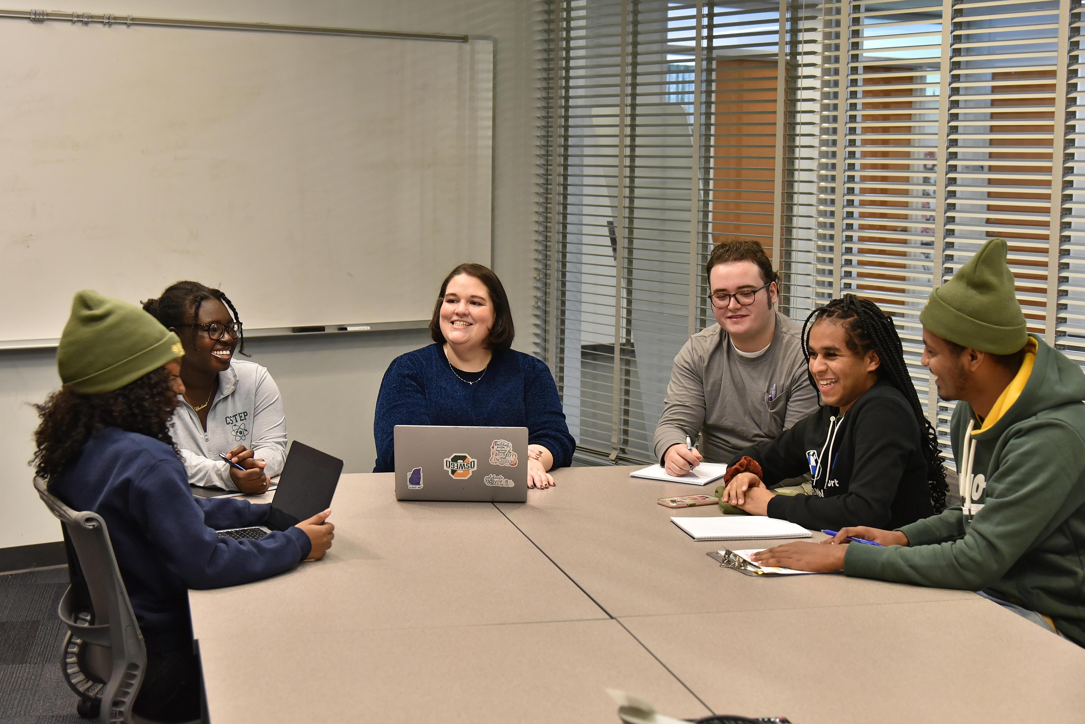 Christina Vasquez meets with students