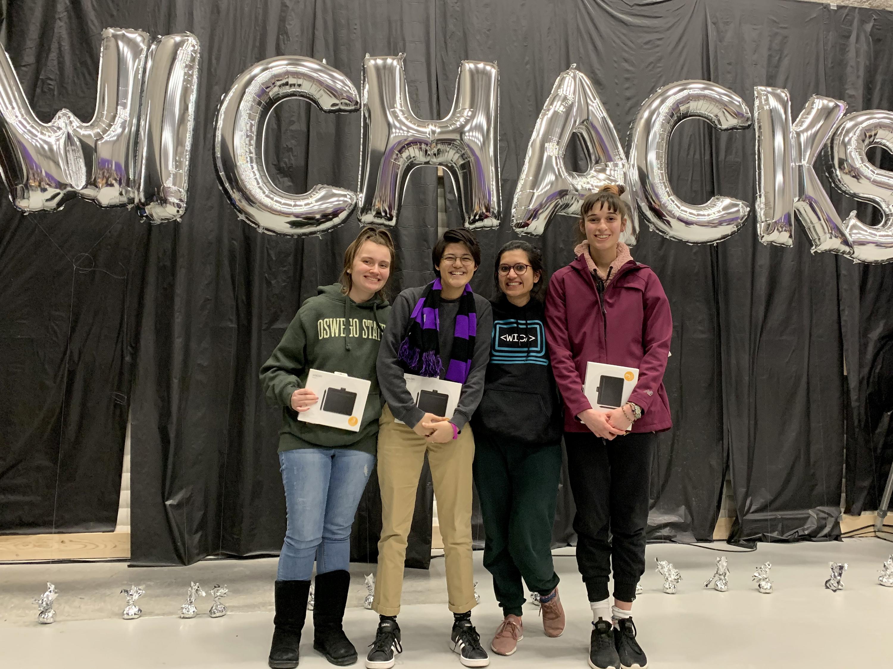 SUNY Oswego team members who won award at hackathon for their inclusive TRANSition app