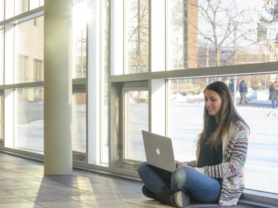 Student on a laptop