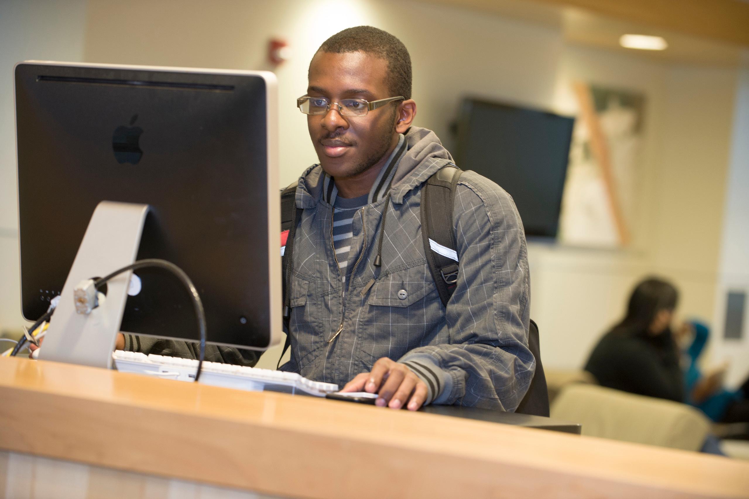 Student working on a computer