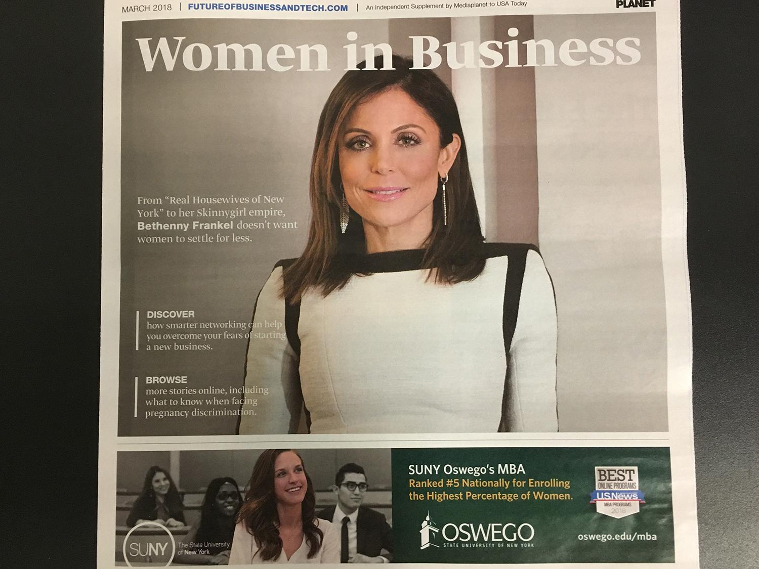 Oswego on cover of USA Today Women in Education supplement