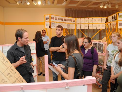 Richard Metzgar speaking with students