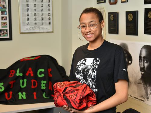 Black Student Union president Keonna Wren in the organization's offices