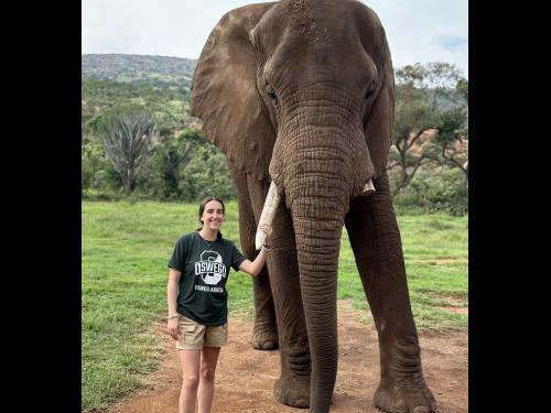Many Oswego students have benefited from study-abroad opportunities, such as Hannah McCullough, who studied abroad on the faculty-led South Africa (Bela-Bela) Winter 2024 program.