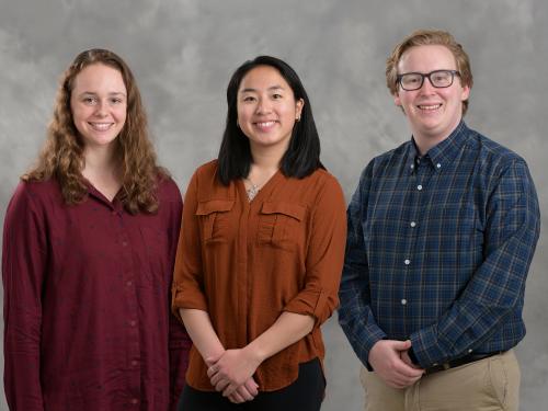 This year's winners of the Chancellor's Awards for Student Excellence are from left Chanel Meyer, Samantha Jenks and Dylan DiGrazia