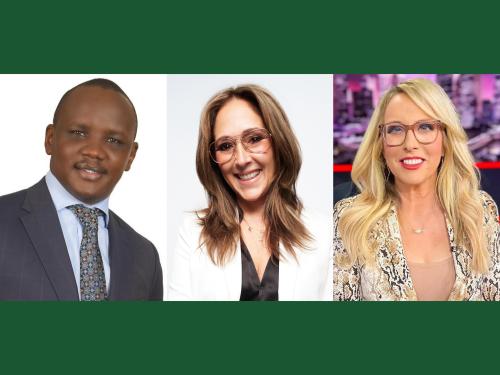 SUNY Oswego May 2025 Commencement speakers Erastus Ekitela Lokaale, Constance Schwartz-Morini and Linda Cohn