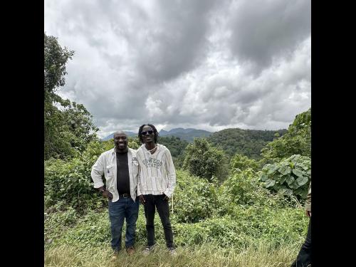 SUNY Oswego student Baye Massene Diallo with Dominique Bikaba, the executive director of Strong Roots Congo