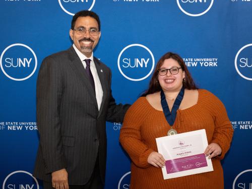 SUNY Chancellor John B. King Jr. honors Angela Aldatz with a prestigioius EOP award