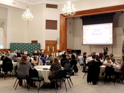 A full Sheldon Hall ballroom for the Focus Forward recognition dinner