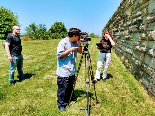 SUNY Oswego filmmakers work on a project at historic Fort Ontario