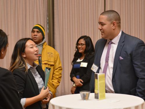 2005 graduate and “CBS This Morning” Supervising Art Director Gabriel Almanzar (at right, during the 2016 Lewis B. O’Donnell Media Summit).