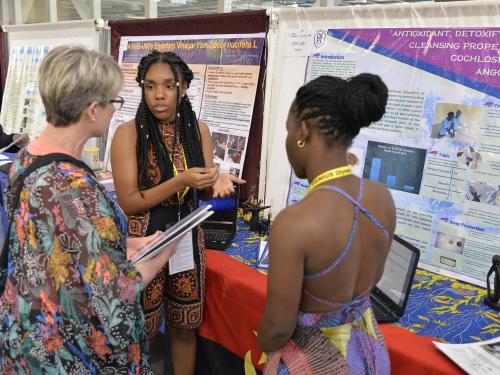 Participants from Angola present to judge at 2017 GENIUS Olympiad