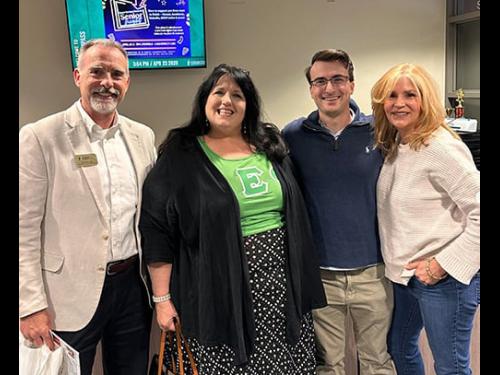 Greek Conference alumni speakers included, from left, Gary Morris, Dresden Engle Olcott, Jordan Robertaccio and Karin Lebitz Giudici