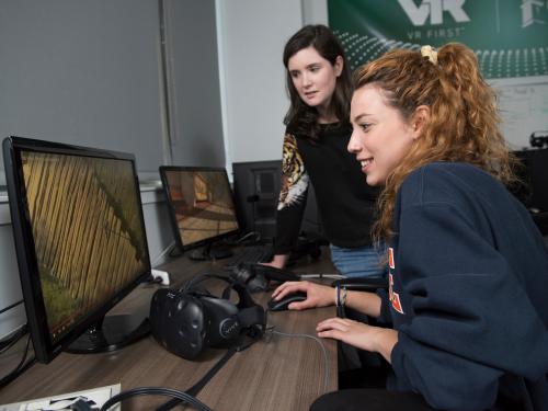 Students work on a human-computer interaction project