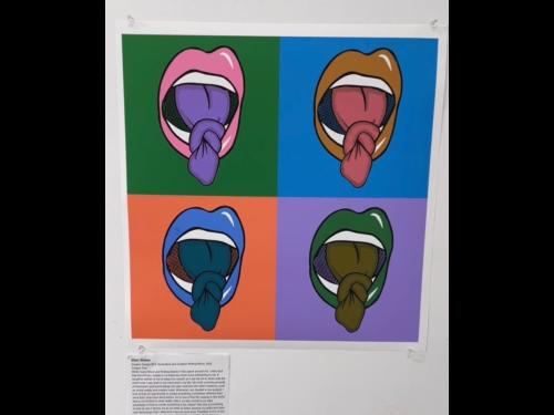 Image that shows four quadrants of tongues tied in knots in multiple colors