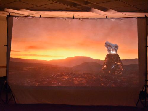 Student artwork projected as part of the Immersive Elements interactive installation