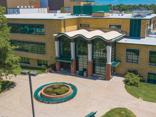 Aerial view of Rich Hall, home of the SUNY Oswego School of Business