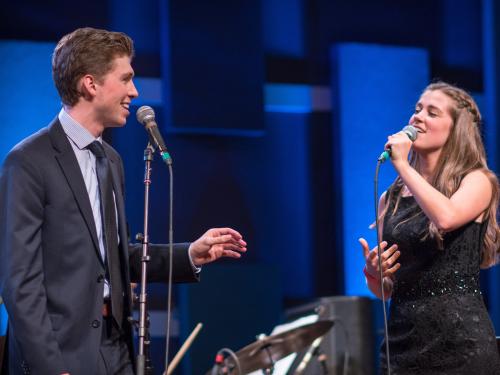 Nick Ziobro and Julia Goodwin performing favorite traditional American songs