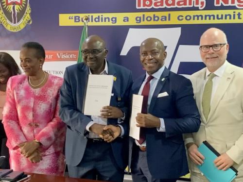 President Nwosu at the University of Ibadan, where he signed Oswego’s first institutional agreement in Nigeria