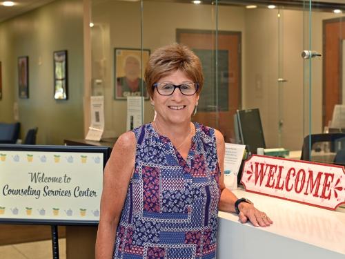 Pattie Miller, the office manager in Counseling Services, recently earned the 2025 SUNY Mental Health Champion Award from the SUNY Council of Senior Student Affairs Officers.