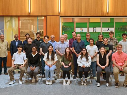 Three alumni returned to Oswego to meet with science students and faculty and to hear student presentations on July 10. 