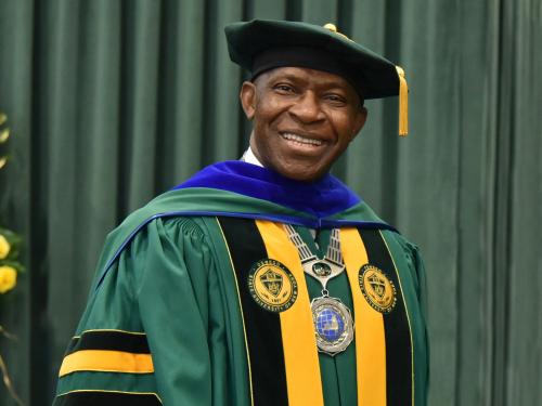 President Peter O. Nwosu at the December 2023 Commencement