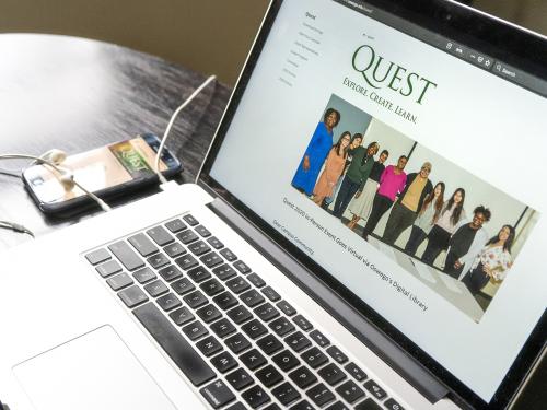 Laptop open to SUNY Oswego Quest page