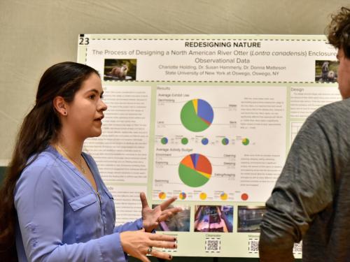 Students present research posters at the annual Quest event