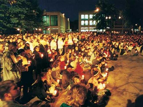 A large campus community turnout to the 9/11/2001 vigil