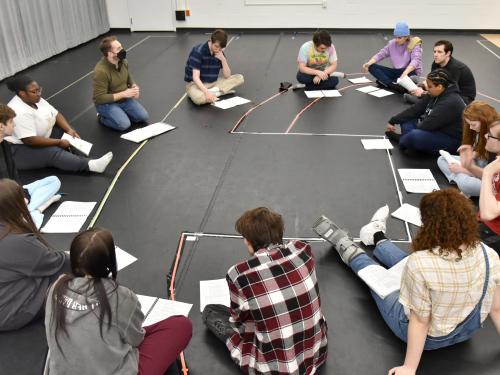 The cast of Romeo and Juliet take part in a reading early in the production cycle