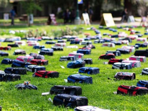 Backpacks part of the Send Silence Packing national display to bring awareness to suicide prevention